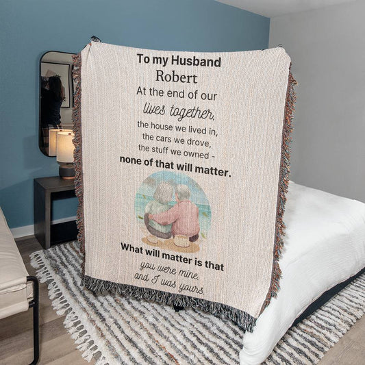 Personalized To My Husband Heirloom Woven Blanket Gift for Anniversary, Birthday, Holiday