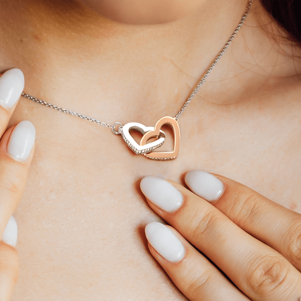 Perfect Gift for Daughter from Mom | Interlocking Hearts Necklace (Yellow & White Gold Variants)