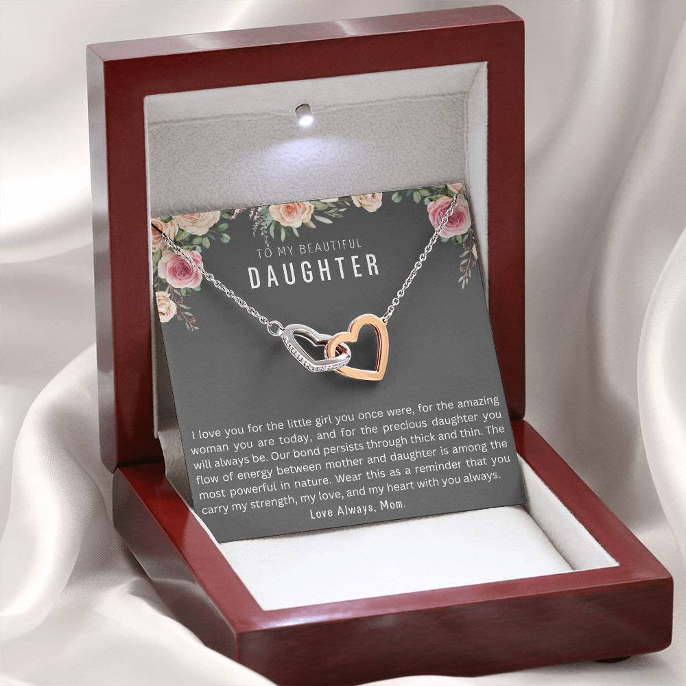Perfect Gift for Daughter from Mom | Interlocking Hearts Necklace (Yellow & White Gold Variants)