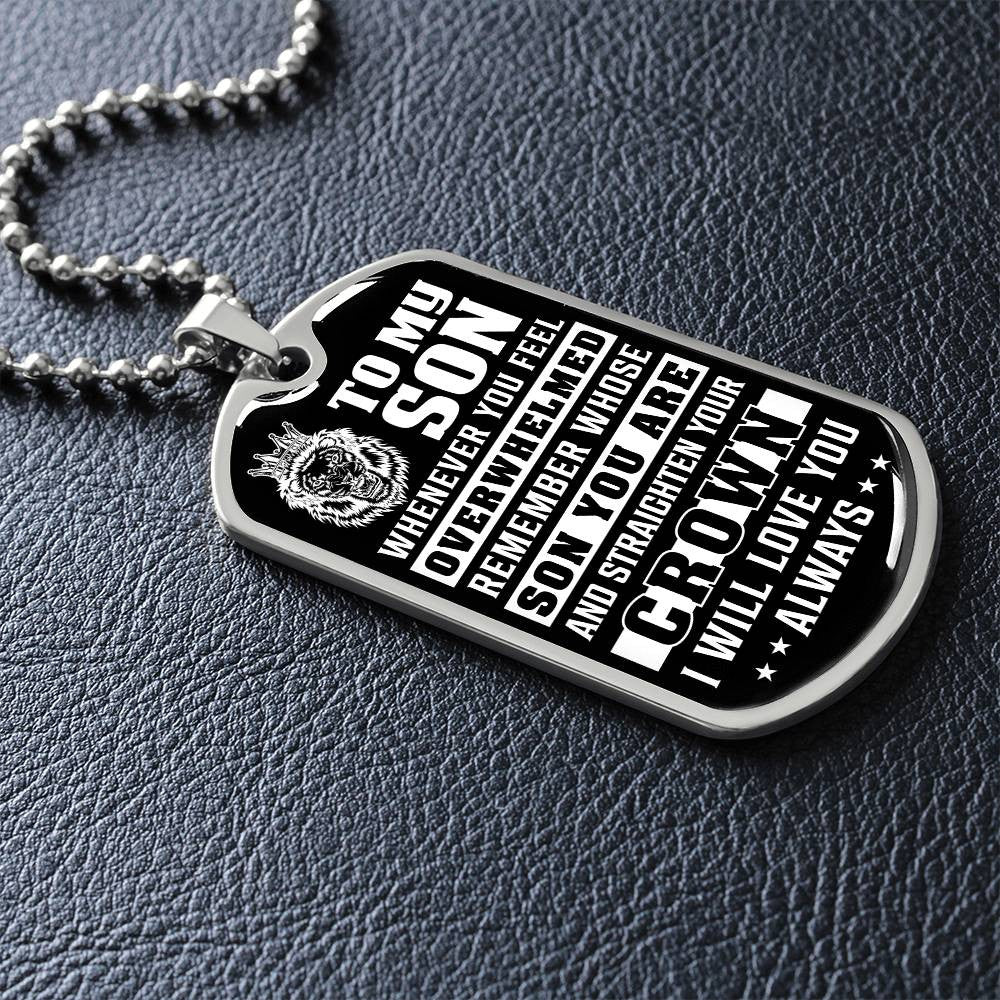 To My Son Dog Tag Necklace, Mom or Dad To Son Necklace, Necklace for Son, Son Birthday Gift, Graduation Son Gift Ideas, Son Xmas Gift