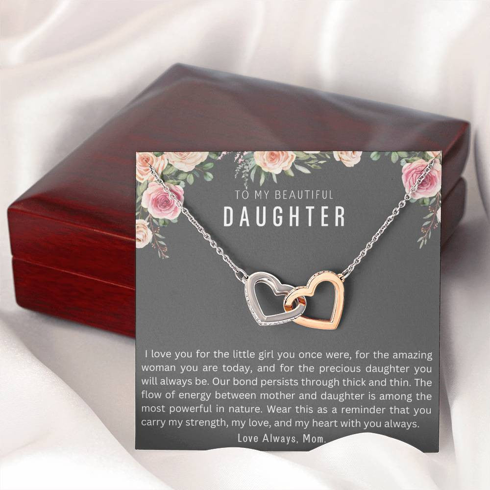 Perfect Gift for Daughter from Mom | Interlocking Hearts Necklace (Yellow & White Gold Variants)