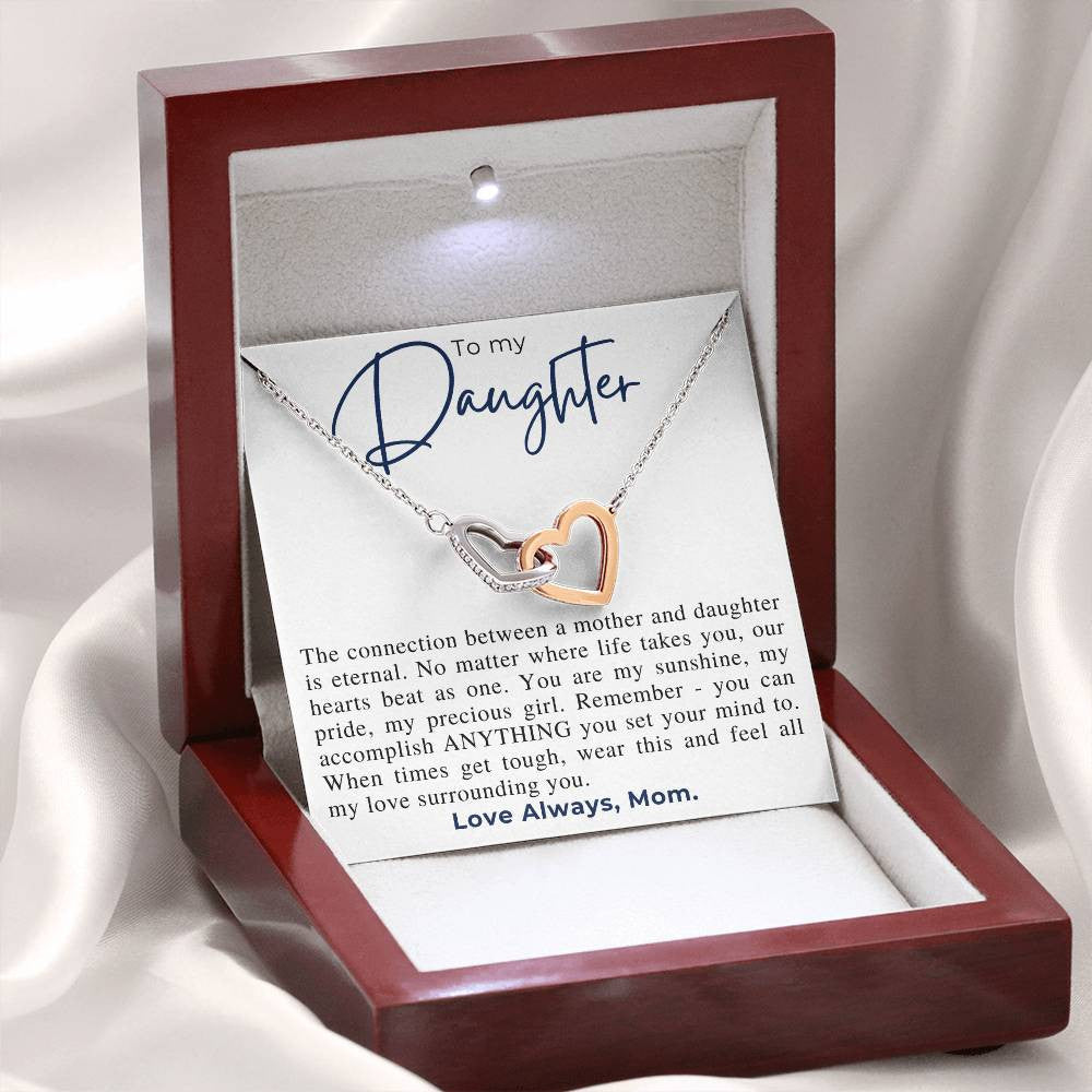 Perfect Gift for Daughter from Mom | Interlocking Hearts Necklace (Yellow & White Gold Variants)