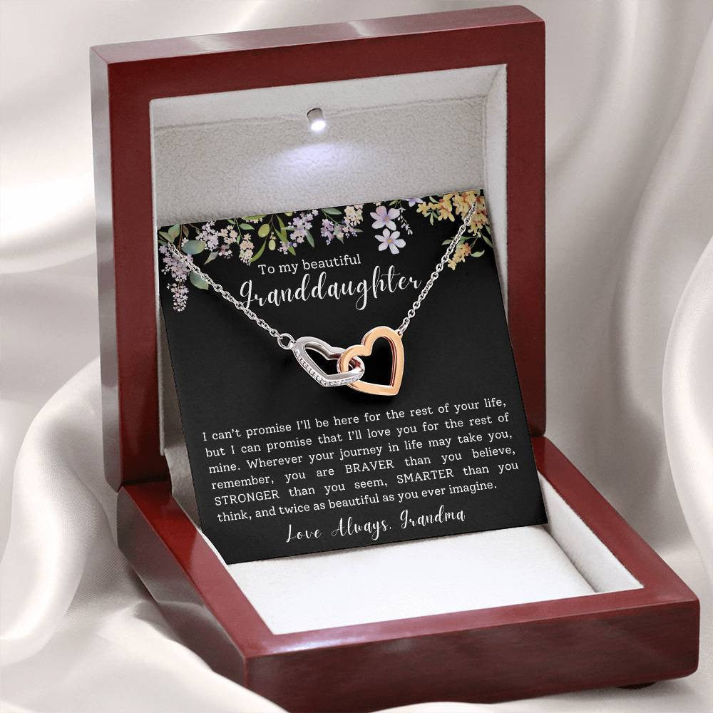 Granddaughter Gift Necklace | Interlocking Hearts Necklace (Yellow & White Gold Variants)