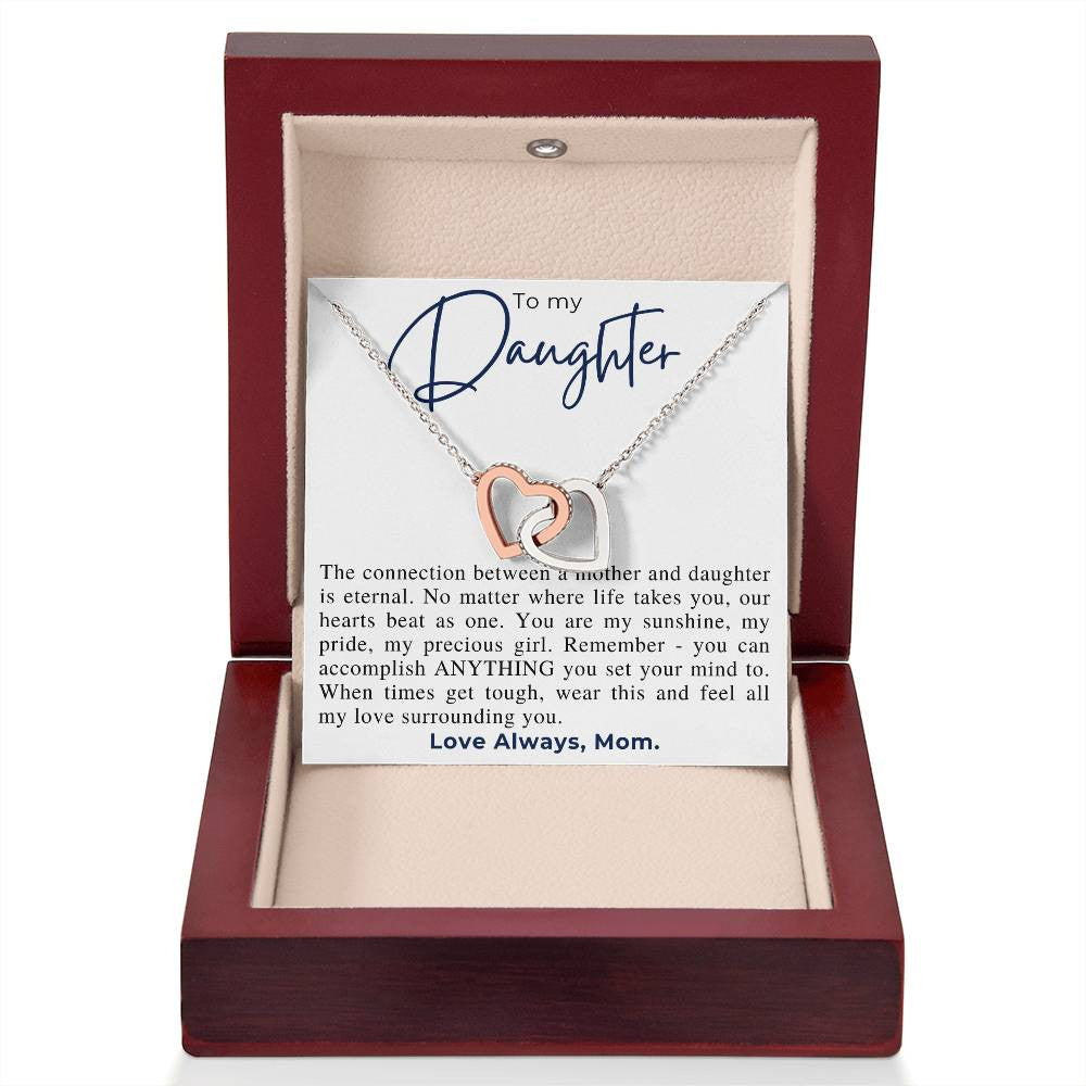 Perfect Gift for Daughter from Mom | Interlocking Hearts Necklace (Yellow & White Gold Variants)