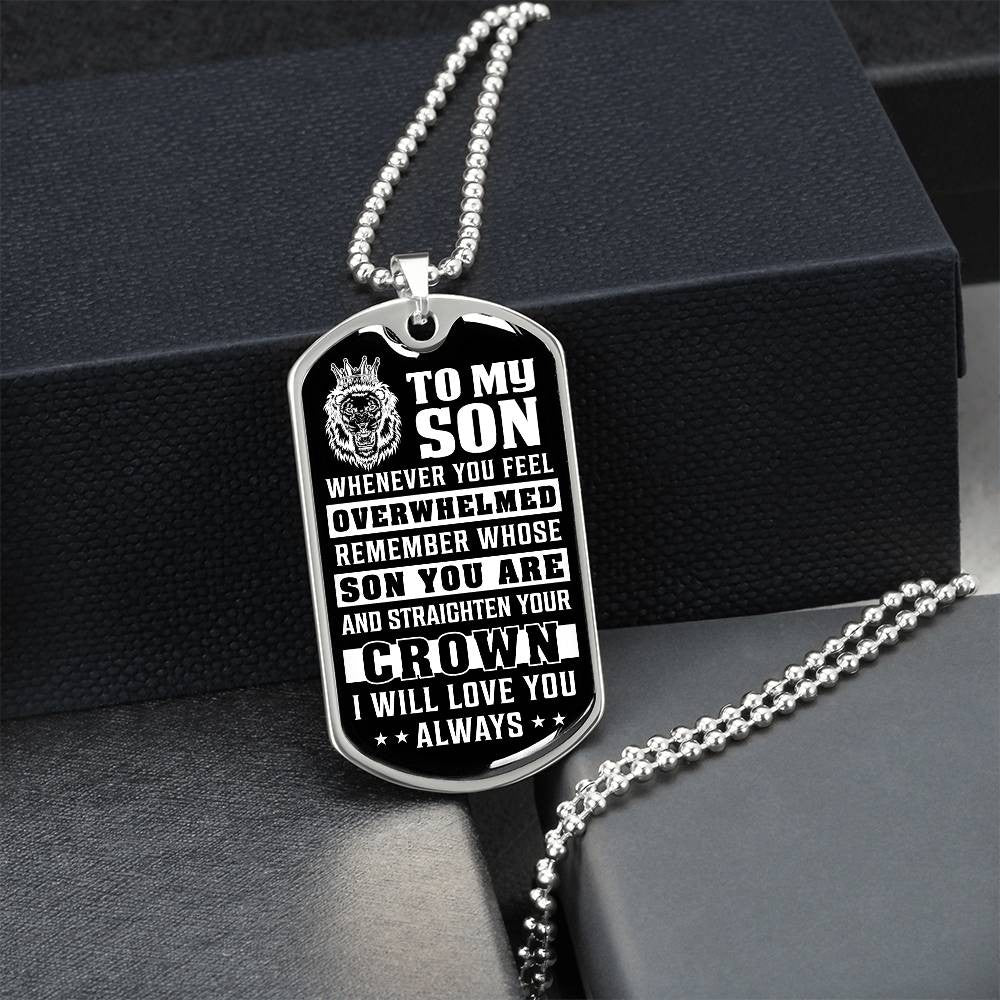 To My Son Dog Tag Necklace, Mom or Dad To Son Necklace, Necklace for Son, Son Birthday Gift, Graduation Son Gift Ideas, Son Xmas Gift