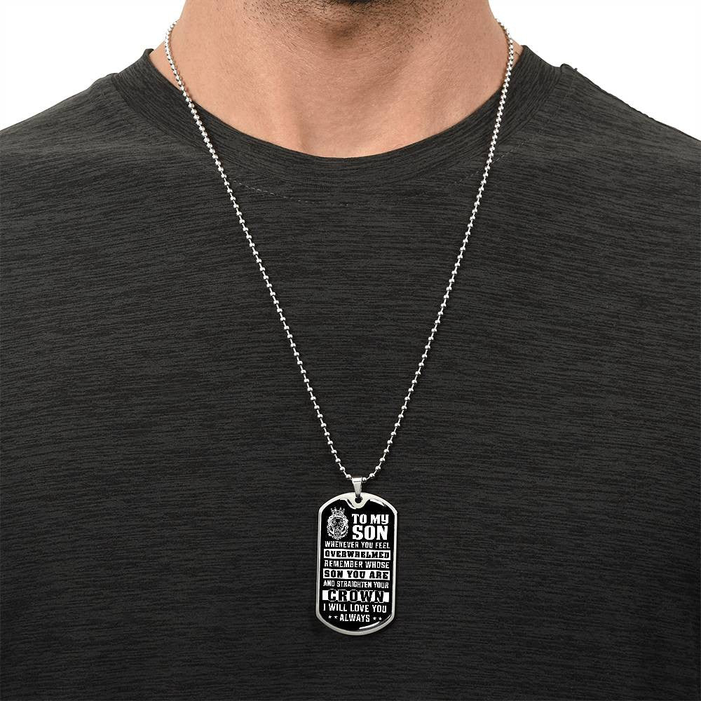 To My Son Dog Tag Necklace, Mom or Dad To Son Necklace, Necklace for Son, Son Birthday Gift, Graduation Son Gift Ideas, Son Xmas Gift