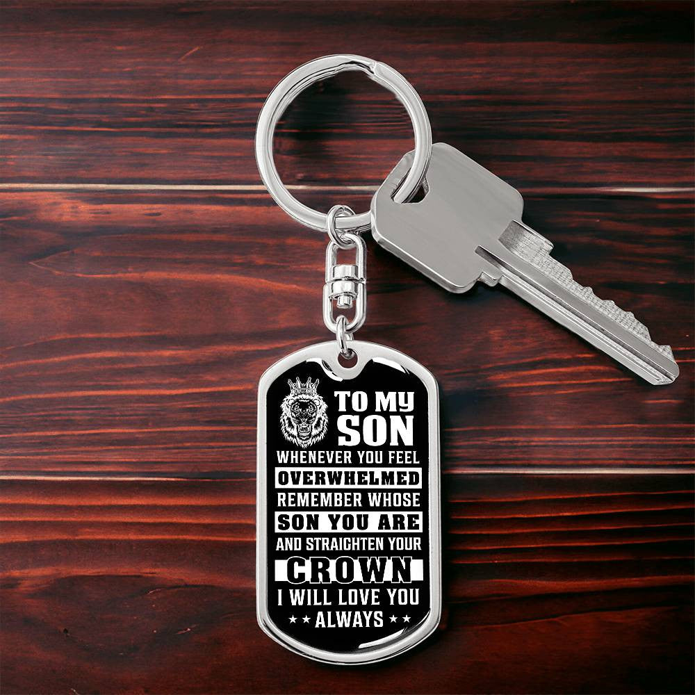 To My Son Dog Tag Swivel Keychain from Mom or Dad, Son Birthday Gift, Graduation Son Gift Ideas, Son Xmas Gift