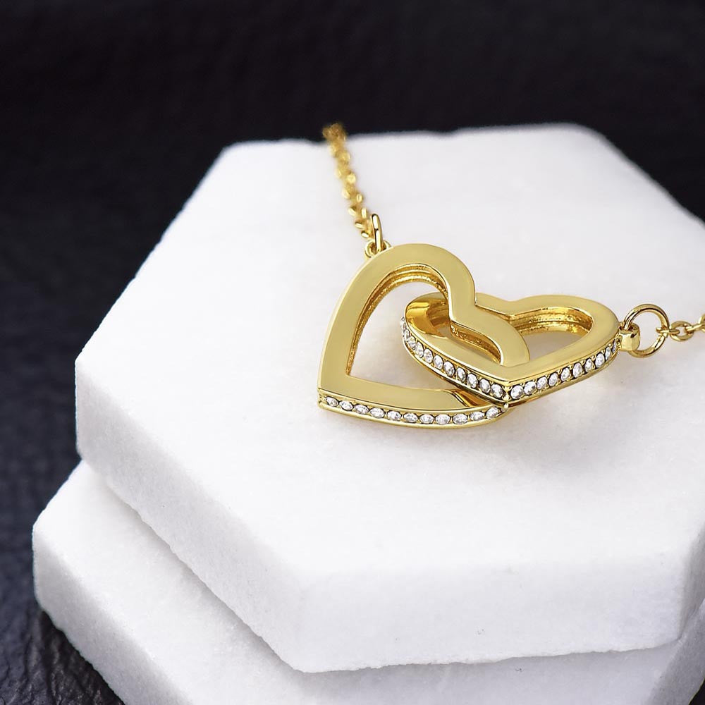 To My Daughter Interlocking Hearts Necklace (Yellow & White Gold Variants)