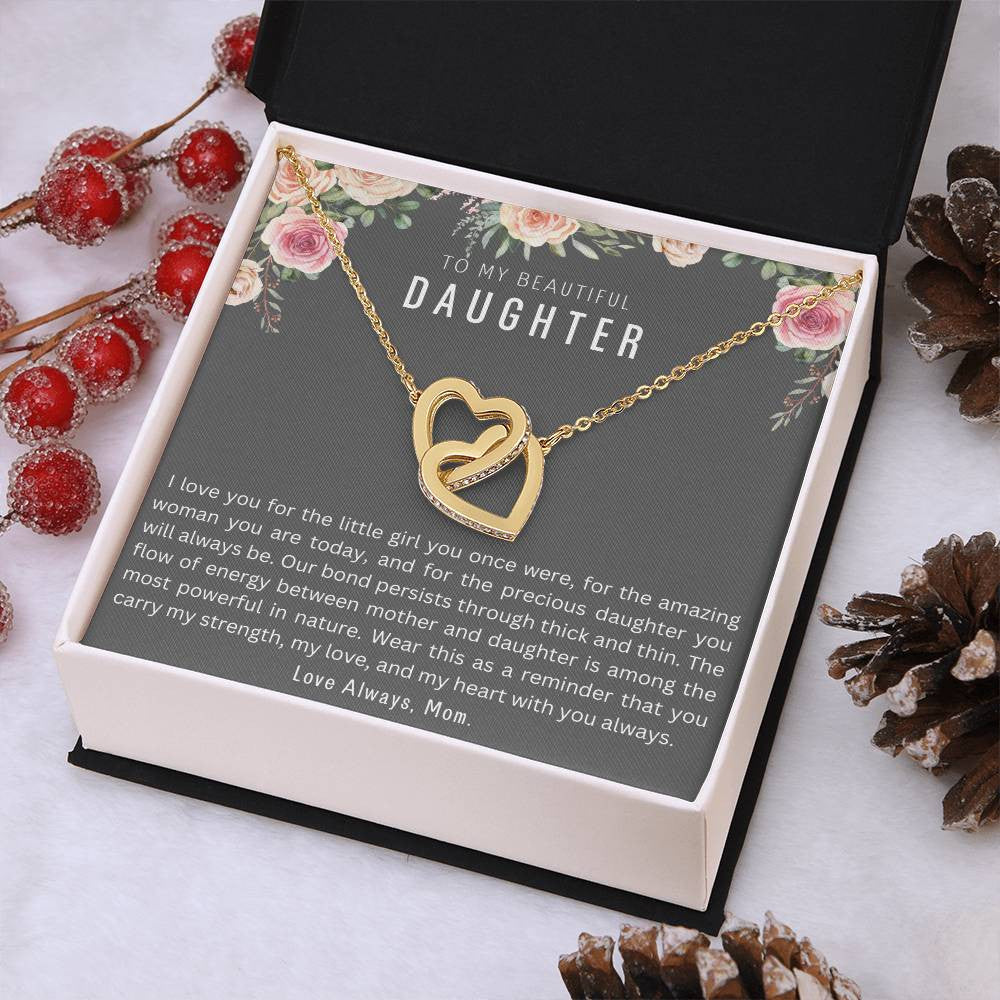 Perfect Gift for Daughter from Mom | Interlocking Hearts Necklace (Yellow & White Gold Variants)