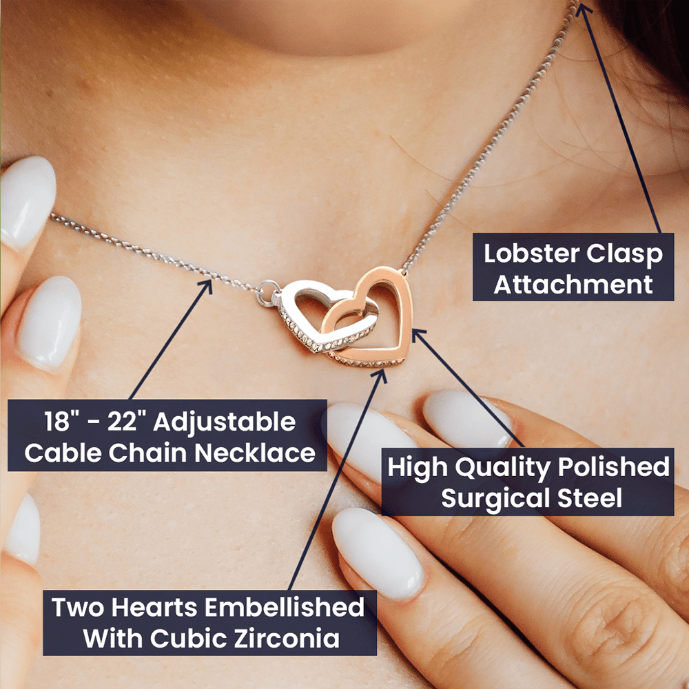 Granddaughter Gift Necklace | Interlocking Hearts Necklace (Yellow & White Gold Variants)