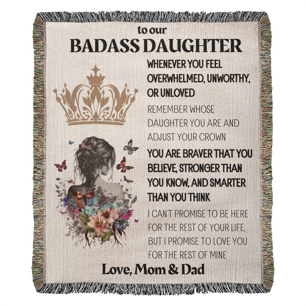 To My or Our Beautiful Daughter Blanket Love Dad, Daughter From Dad, Mom, Daughter Gift Blanket Woven Blanket Inspirational Daughter Blanket