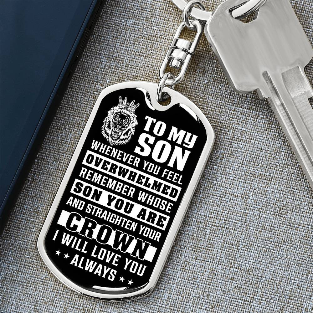 To My Son Dog Tag Swivel Keychain from Mom or Dad, Son Birthday Gift, Graduation Son Gift Ideas, Son Xmas Gift