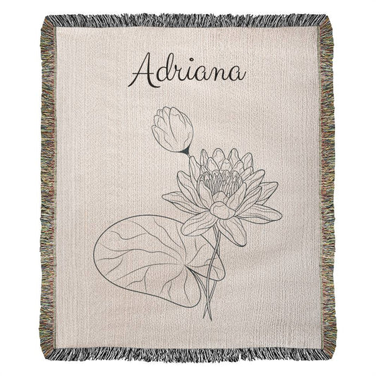 Personalized Name Birth Flower Heirloom Artwork Woven Blanket Gift for Her Gift for him High quality