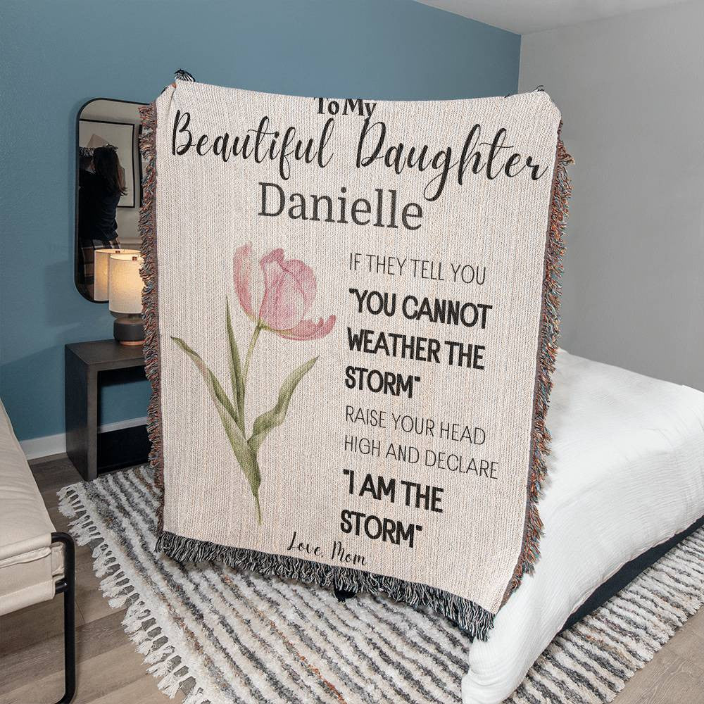 Personalized To My Beautiful Daughter Blanket Love Dad, Daughter From Dad, Mom, Daughter Gift Woven Blanket Inspirational Daughter Blanket