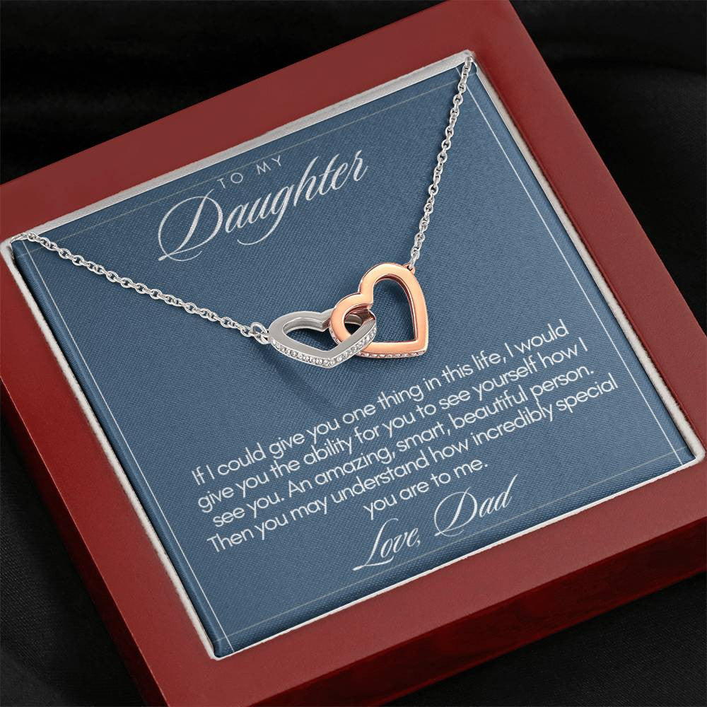 To My Daughter Interlocking Hearts Necklace (Yellow & White Gold Variants)