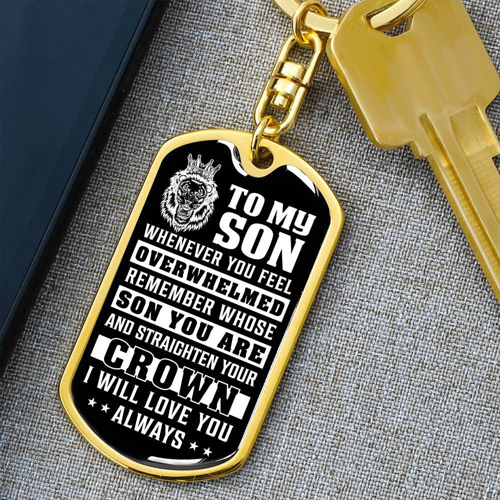 To My Son Dog Tag Swivel Keychain from Mom or Dad, Son Birthday Gift, Graduation Son Gift Ideas, Son Xmas Gift