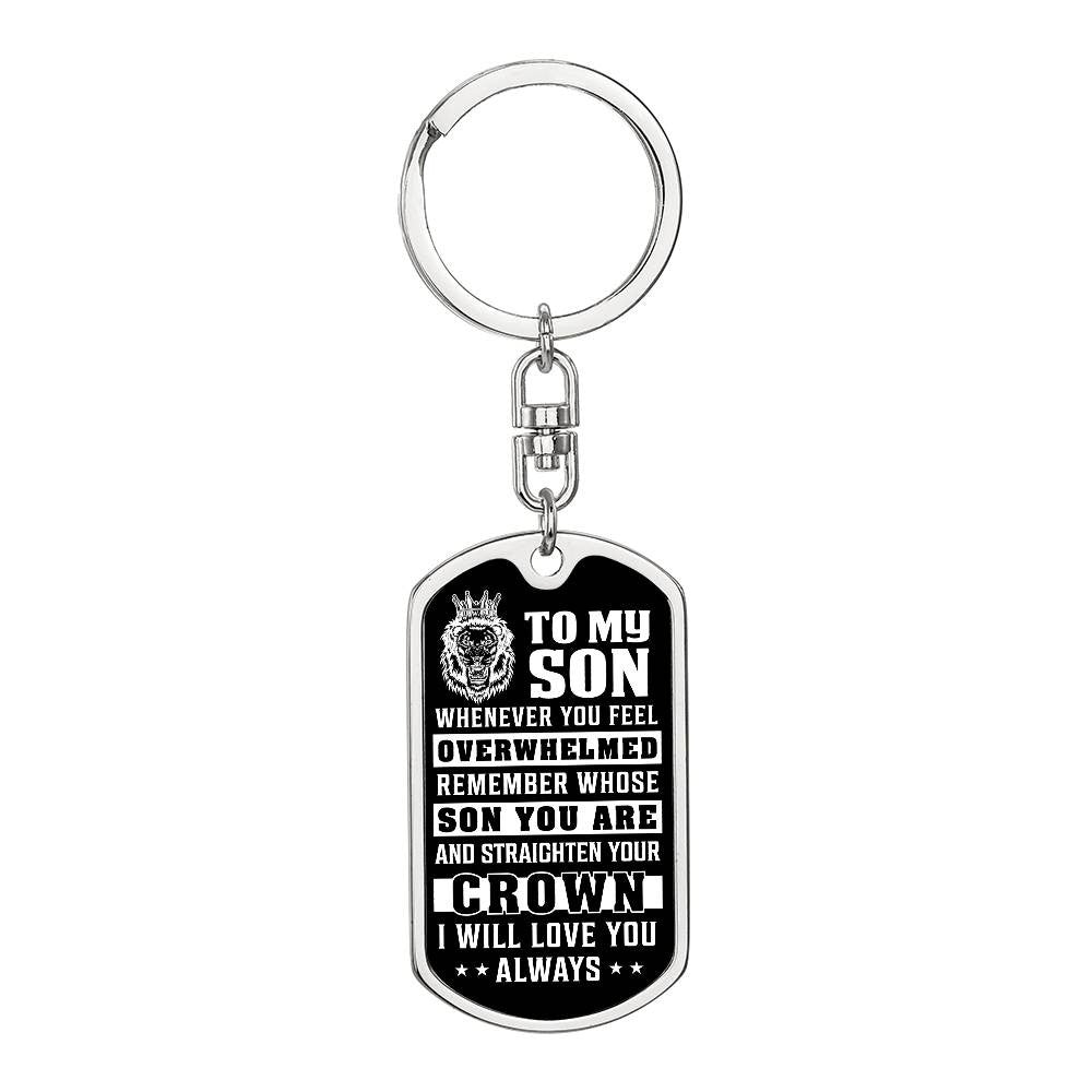 To My Son Dog Tag Swivel Keychain from Mom or Dad, Son Birthday Gift, Graduation Son Gift Ideas, Son Xmas Gift