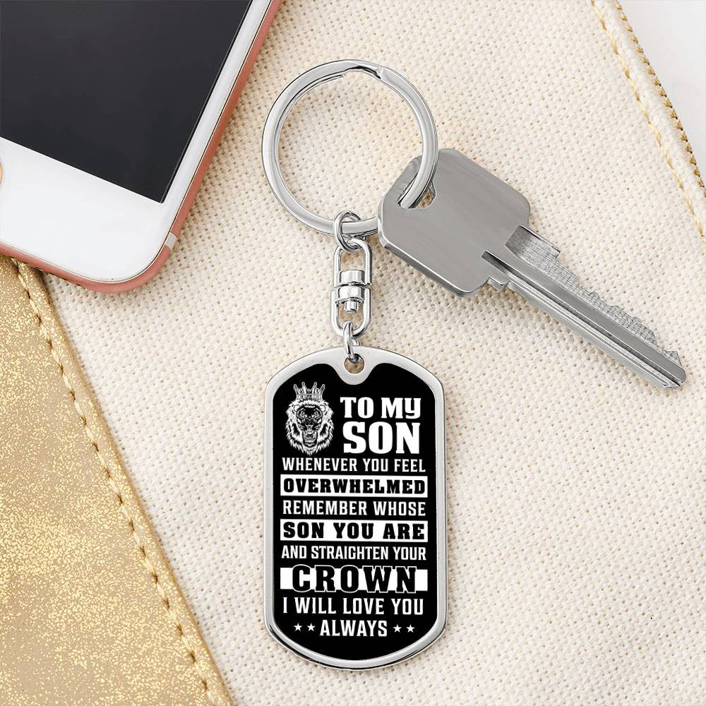 To My Son Dog Tag Swivel Keychain from Mom or Dad, Son Birthday Gift, Graduation Son Gift Ideas, Son Xmas Gift