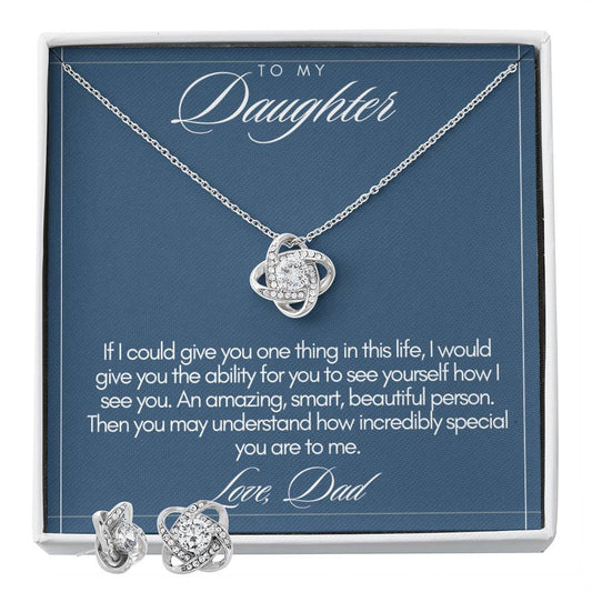 Gift to Daughter from Dad | Love Knot Earring & Necklace Set