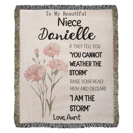 Personalized Niece Gift Name Birth Flower Heirloom Woven Blanket Gift for Her Gift for Him High quality