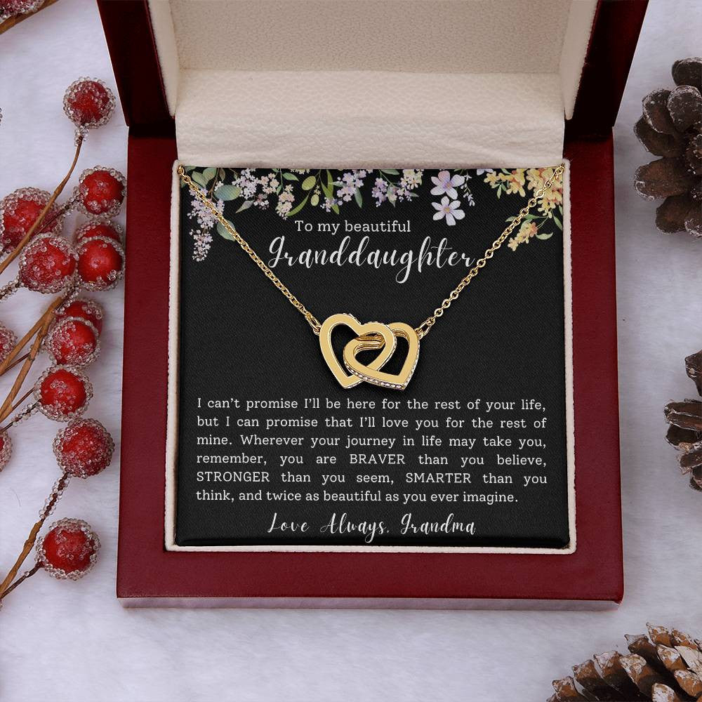 Granddaughter Gift Necklace | Interlocking Hearts Necklace (Yellow & White Gold Variants)