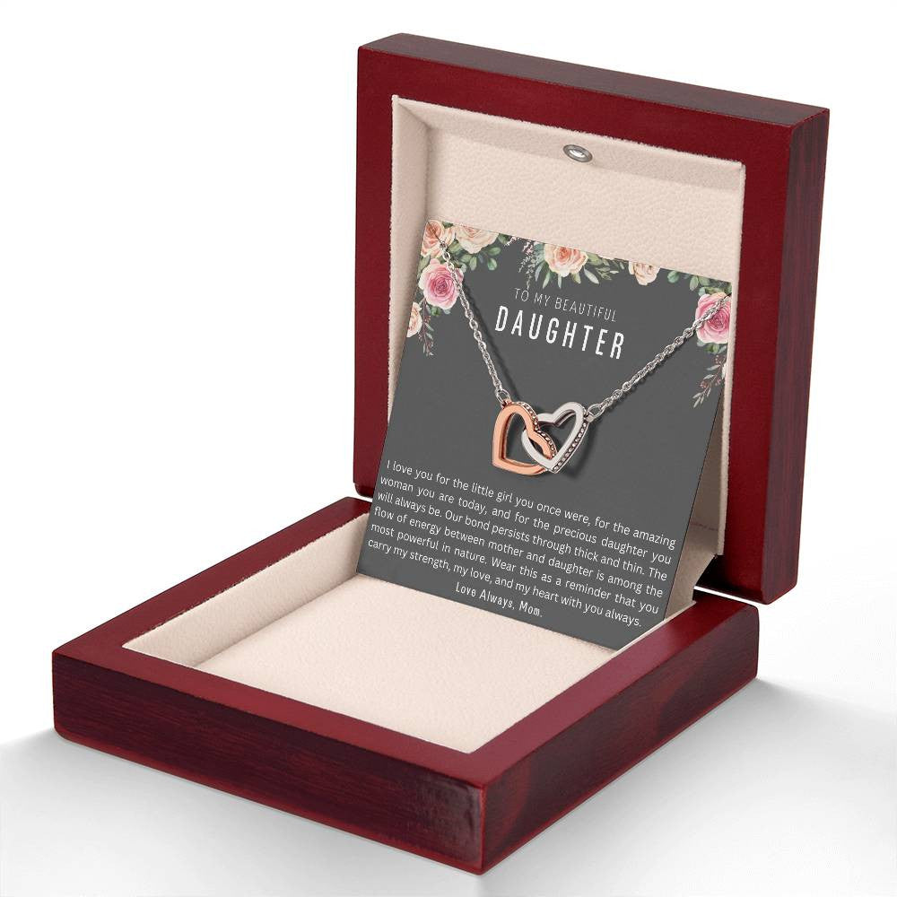 Perfect Gift for Daughter from Mom | Interlocking Hearts Necklace (Yellow & White Gold Variants)
