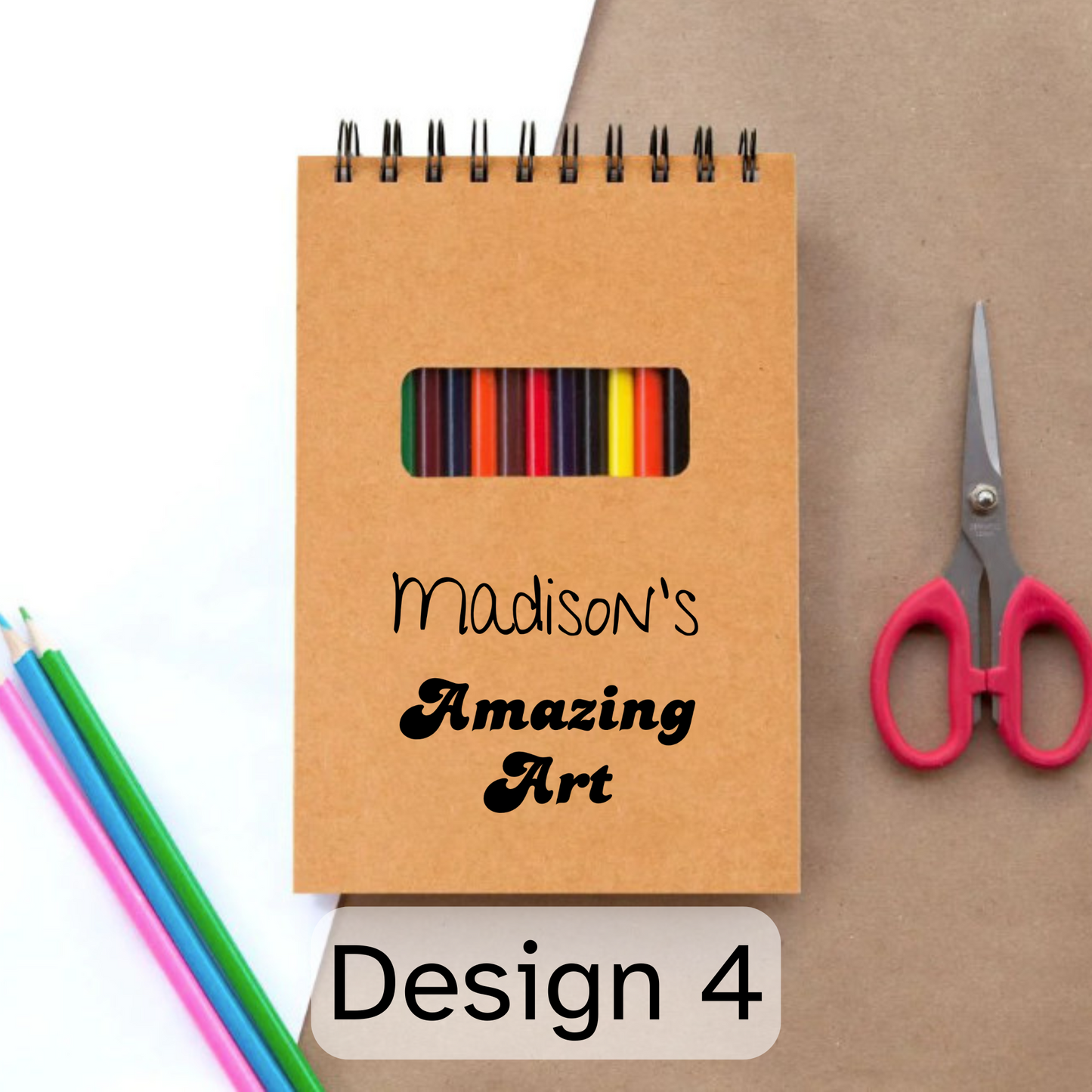 Personalized Drawing Sketchbook with 12 Coloring Pencils | Gift for Boys, Girls, Teens, or Any Budding Artist of Any Age