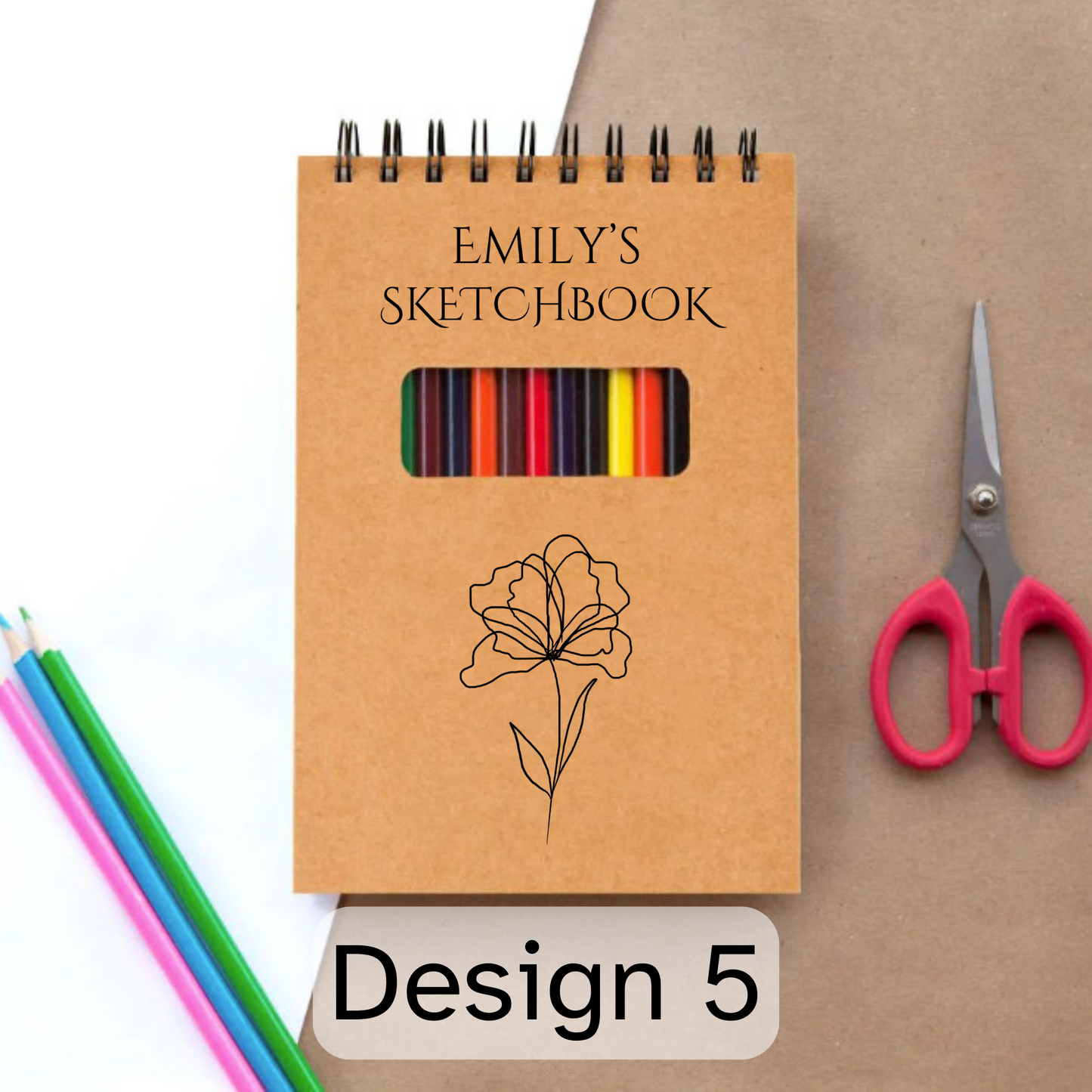 Personalized Drawing Sketchbook with 12 Coloring Pencils | Gift for Boys, Girls, Teens, or Any Budding Artist of Any Age