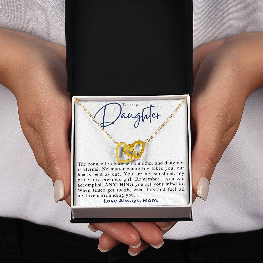 Perfect Gift for Daughter from Mom | Interlocking Hearts Necklace (Yellow & White Gold Variants)