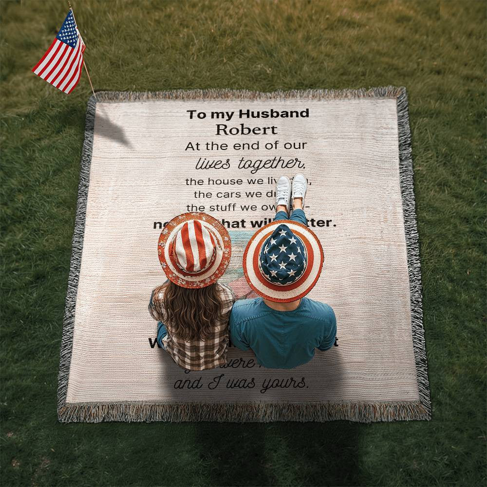 Personalized To My Husband Heirloom Woven Blanket Gift for Anniversary, Birthday, Holiday