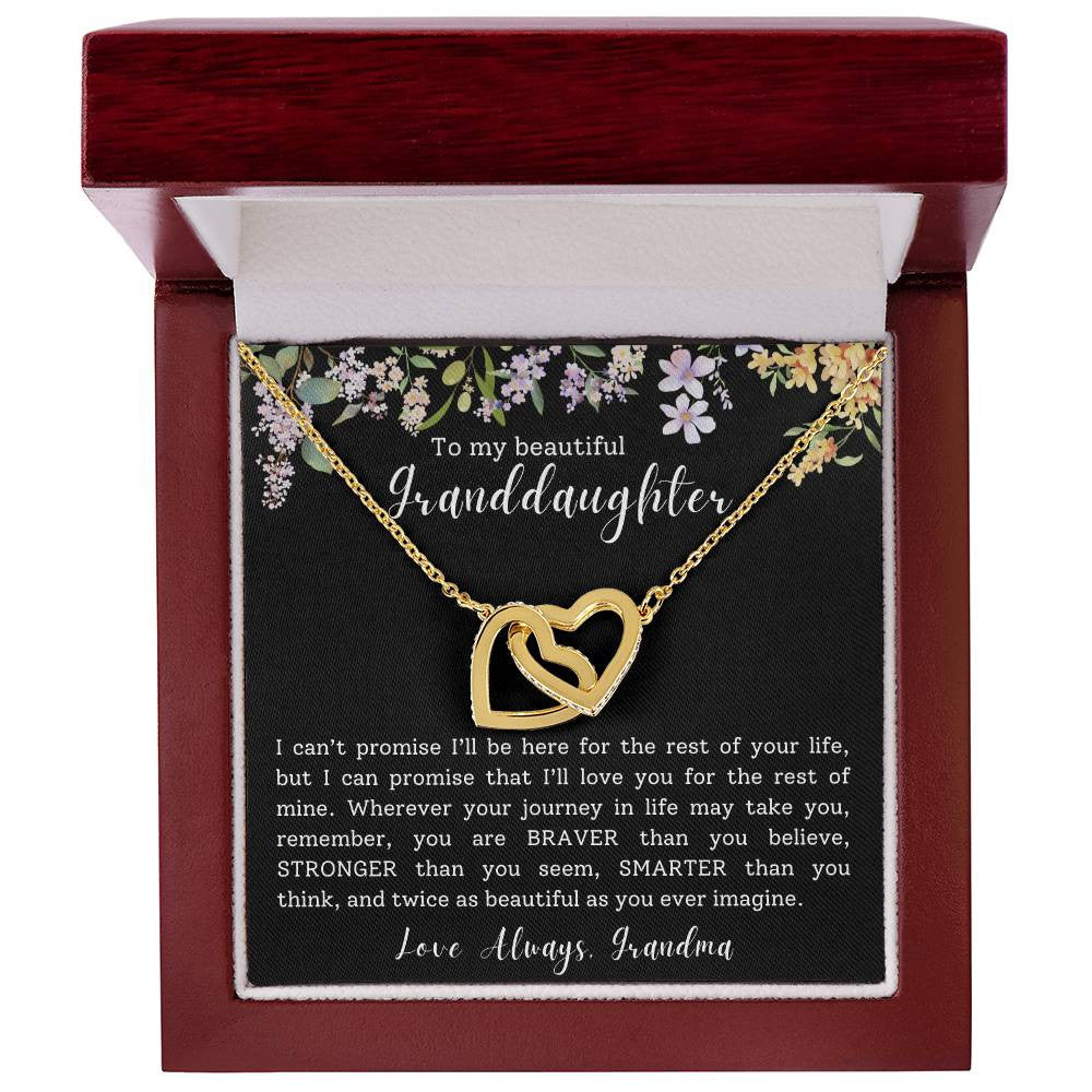 Granddaughter Gift Necklace | Interlocking Hearts Necklace (Yellow & White Gold Variants)