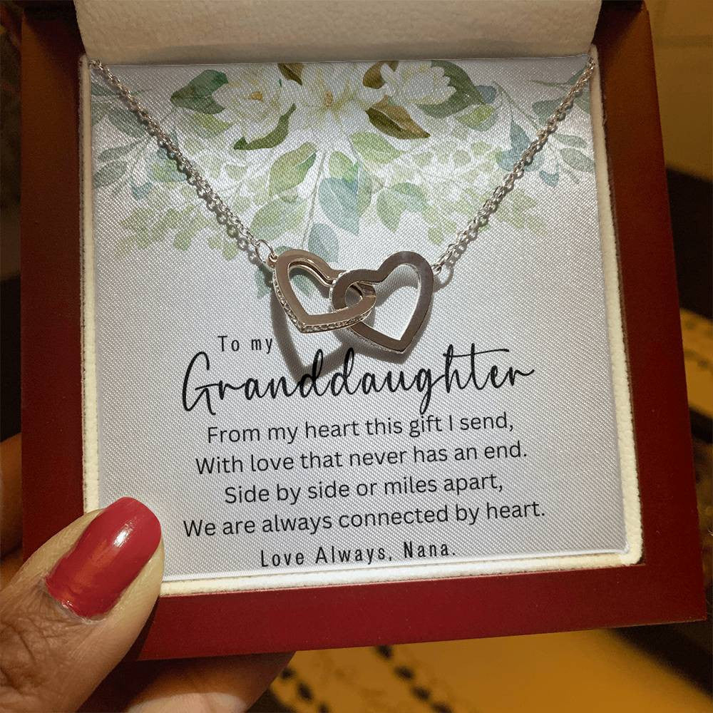 Granddaughter Gift Necklace | Interlocking Hearts Necklace (Yellow & White Gold Variants)