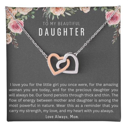 Perfect Gift for Daughter from Mom | Interlocking Hearts Necklace (Yellow & White Gold Variants)