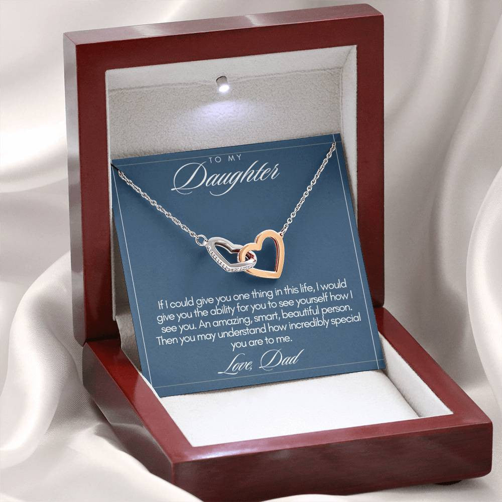 To My Daughter Interlocking Hearts Necklace (Yellow & White Gold Variants)