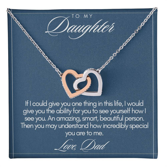 To My Daughter Interlocking Hearts Necklace (Yellow & White Gold Variants)