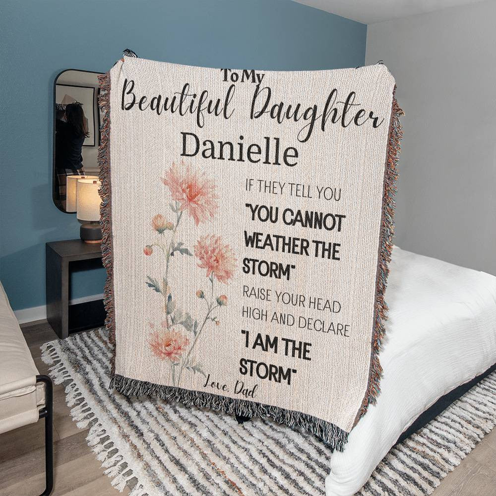 Personalized To My Beautiful Daughter Blanket Love Dad, Daughter From Dad, Mom, Daughter Gift Woven Blanket Inspirational Daughter Blanket