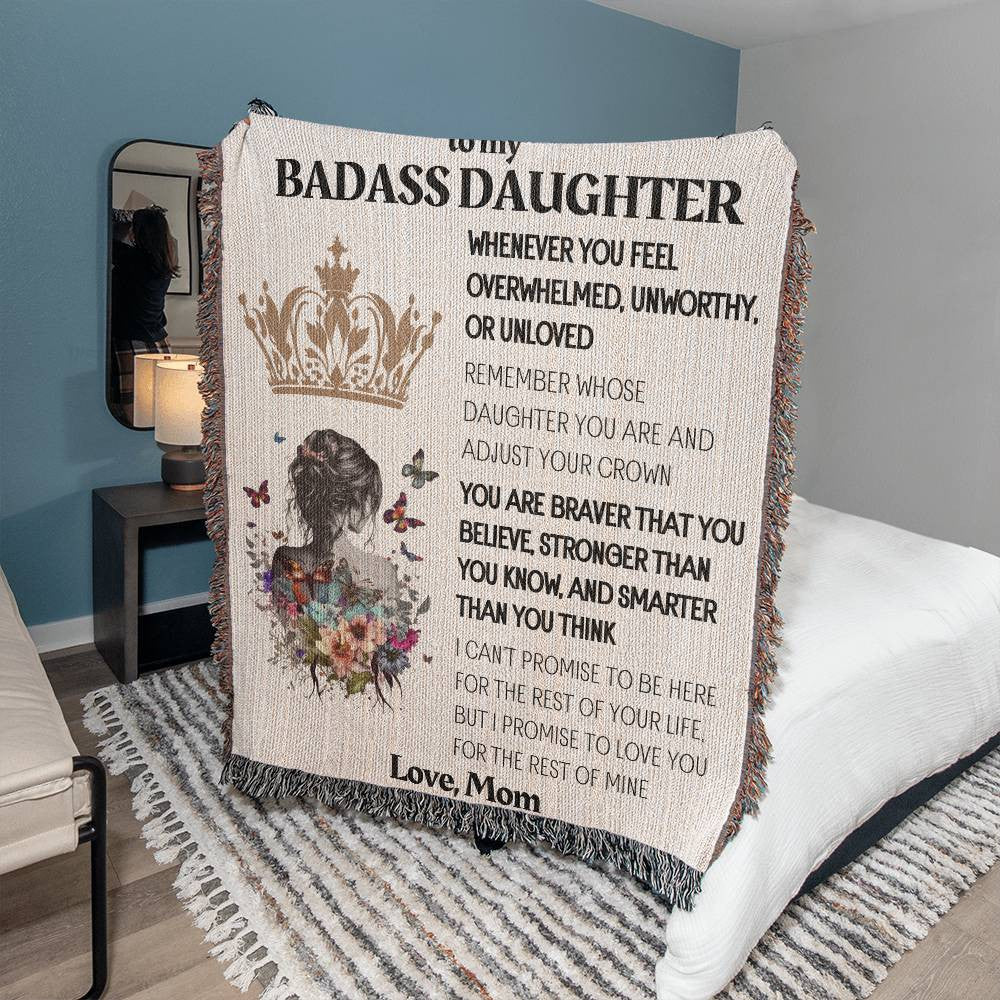 To My or Our Beautiful Daughter Blanket Love Dad, Daughter From Dad, Mom, Daughter Gift Blanket Woven Blanket Inspirational Daughter Blanket