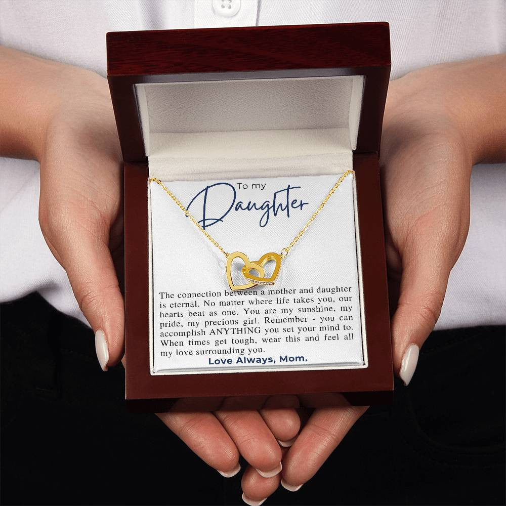 Perfect Gift for Daughter from Mom | Interlocking Hearts Necklace (Yellow & White Gold Variants)