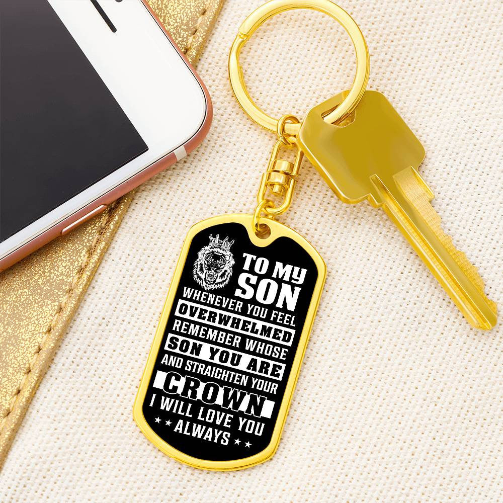 To My Son Dog Tag Swivel Keychain from Mom or Dad, Son Birthday Gift, Graduation Son Gift Ideas, Son Xmas Gift