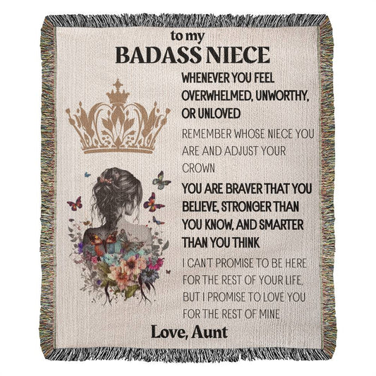 to My Badass Niece Gift Name Heirloom Woven Blanket Gift for Her Gift High quality