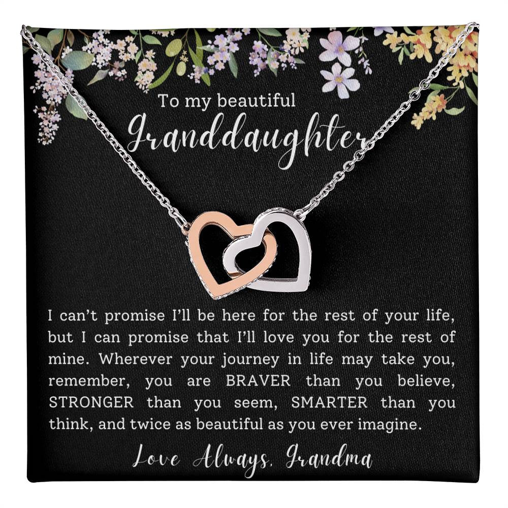 Granddaughter Gift Necklace | Interlocking Hearts Necklace (Yellow & White Gold Variants)