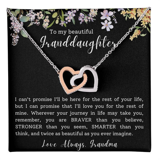 Granddaughter Gift Necklace | Interlocking Hearts Necklace (Yellow & White Gold Variants)