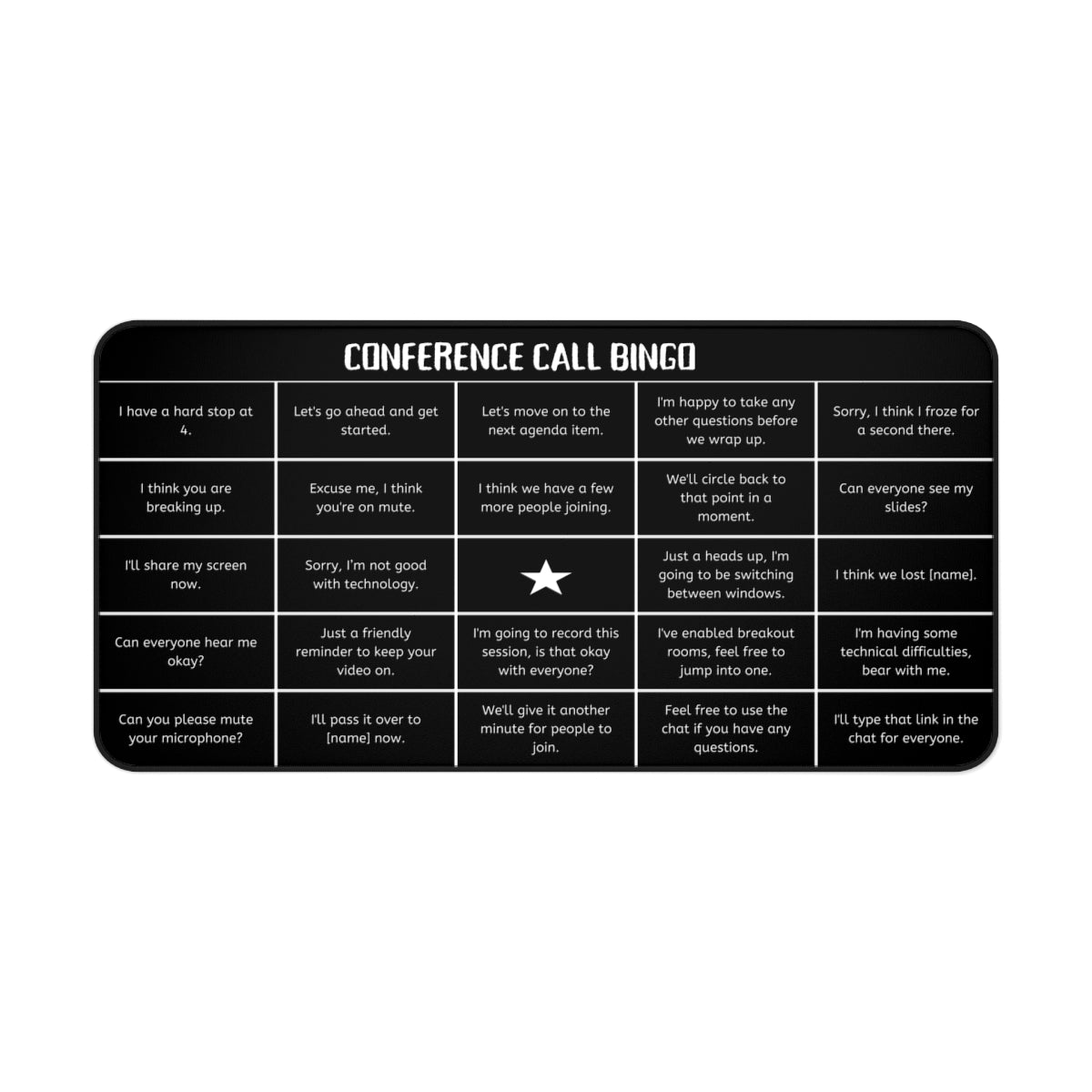 BINGO Conference Call MousePads, Corporate Christmas Gift, White Elephant Christmas Gift, Employee Funny Gift, Workplace Bingo, Office Games