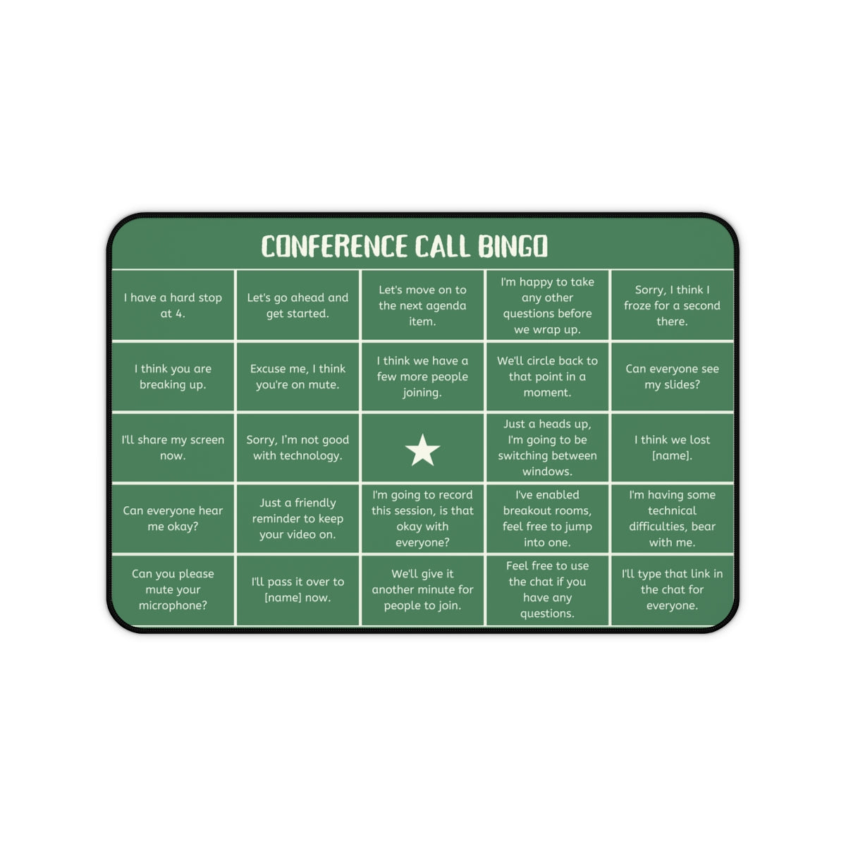 BINGO Conference Call MousePads, Corporate Christmas Gift, White Elephant Christmas Gift, Employee Funny Gift, Workplace Bingo, Office Games