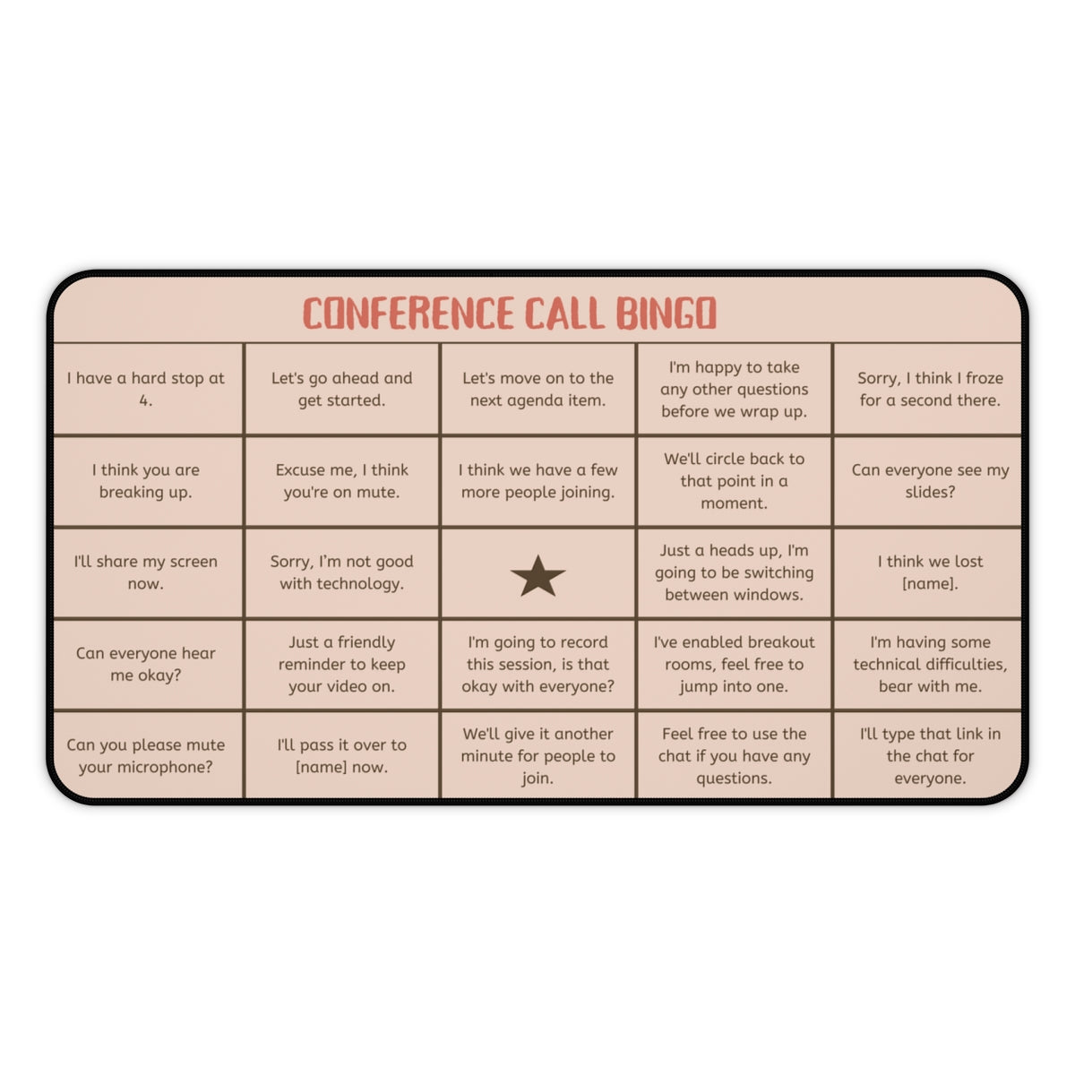 BINGO Conference Call MousePads, Corporate Christmas Gift, White Elephant Christmas Gift, Employee Funny Gift, Workplace Bingo, Office Games