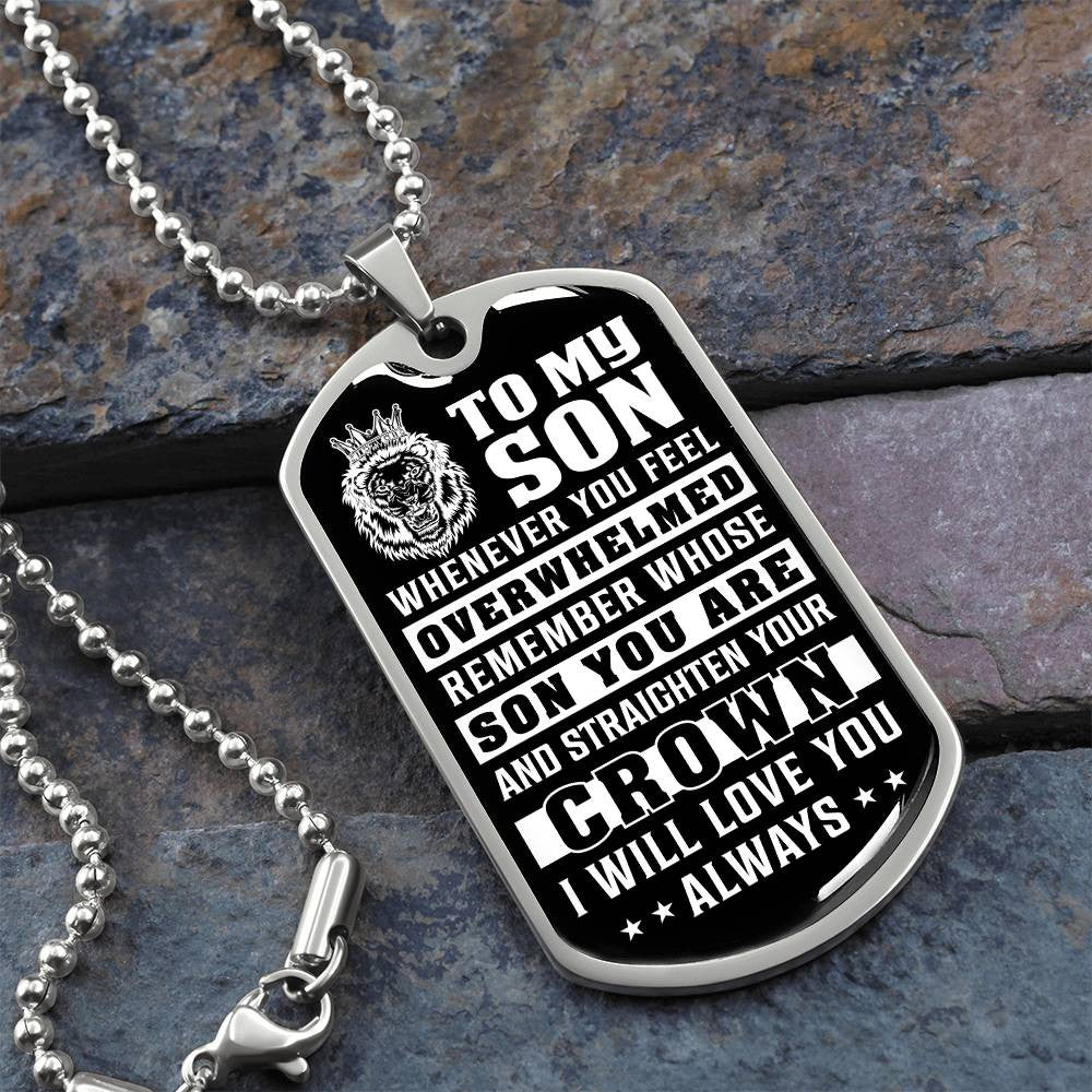 To My Son Dog Tag Necklace, Mom or Dad To Son Necklace, Necklace for Son, Son Birthday Gift, Graduation Son Gift Ideas, Son Xmas Gift