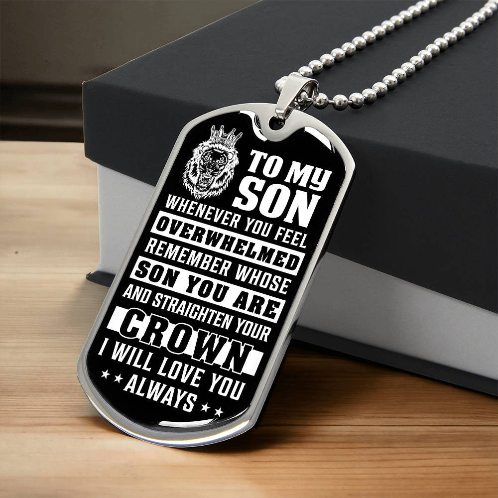 To My Son Dog Tag Necklace, Mom or Dad To Son Necklace, Necklace for Son, Son Birthday Gift, Graduation Son Gift Ideas, Son Xmas Gift