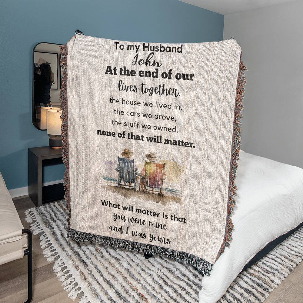 Personalized Couples Gift To My Husband To My Wife Heirloom Woven Blanket Gift for Anniversary, Birthday, Holiday