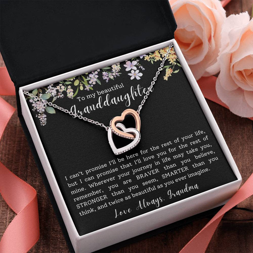 Granddaughter Gift Necklace | Interlocking Hearts Necklace (Yellow & White Gold Variants)