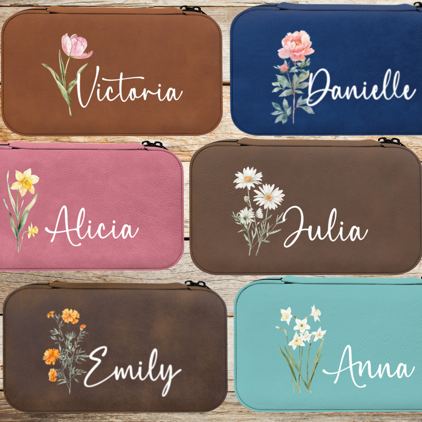 Elegant Birth Flower Jewelry Case Personalized Gift for Thanksgiving, Christmas, Birthday